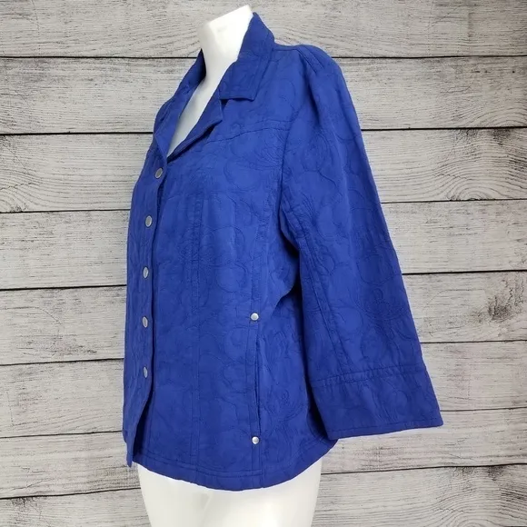 NEW Coldwater Creek 14 Textured Jacquard Jacket 3/4 Sleeves