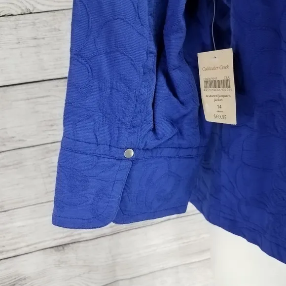 NEW Coldwater Creek 14 Textured Jacquard Jacket 3/4 Sleeves