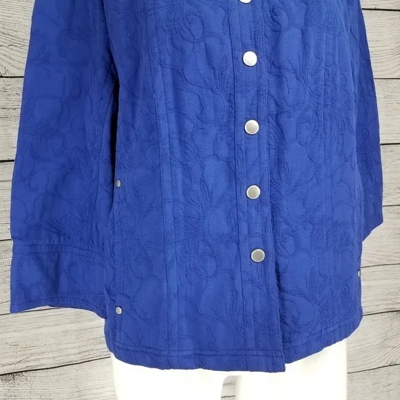 NEW Coldwater Creek 14 Textured Jacquard Jacket 3/4 Sleeves