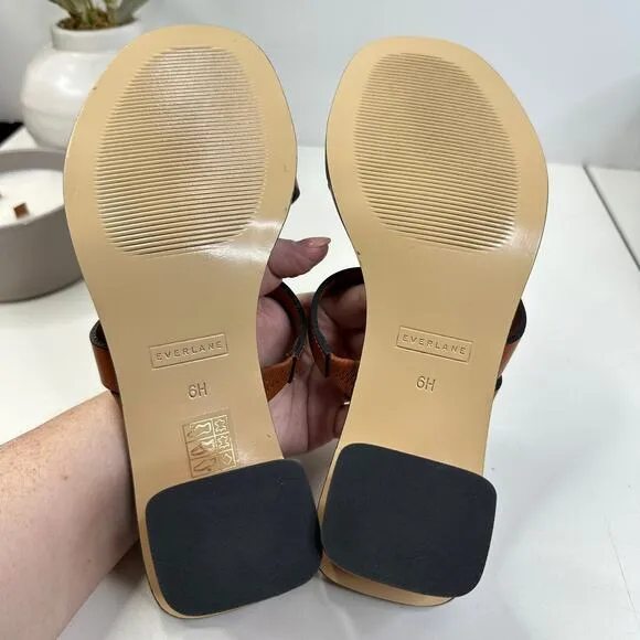 New Everlane The Italian Leather Tourist Heel Sandal Adobe Brown Women 6 NWOB