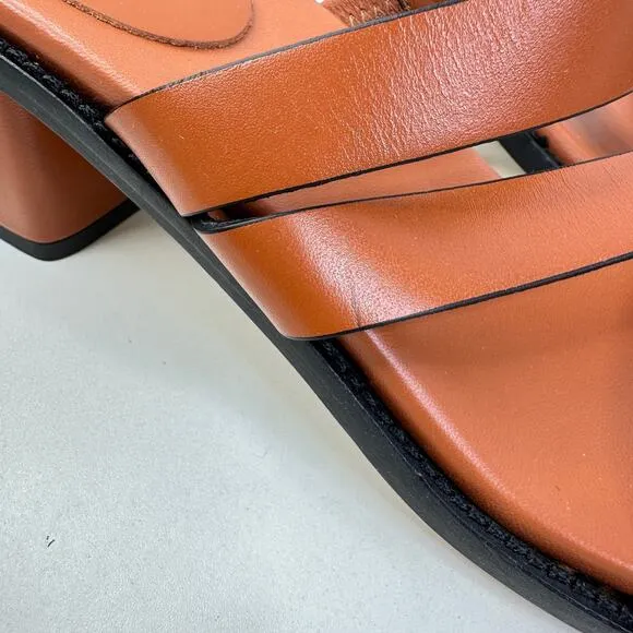New Everlane The Italian Leather Tourist Heel Sandal Adobe Brown Women 6 NWOB
