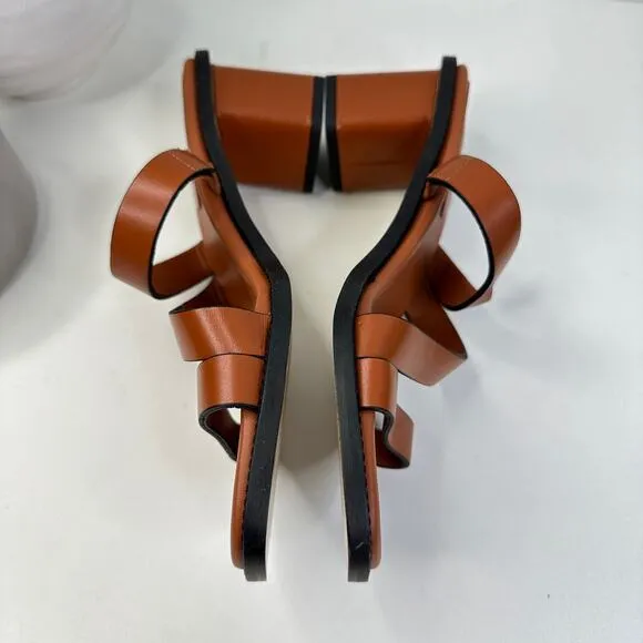 New Everlane The Italian Leather Tourist Heel Sandal Adobe Brown Women 6 NWOB