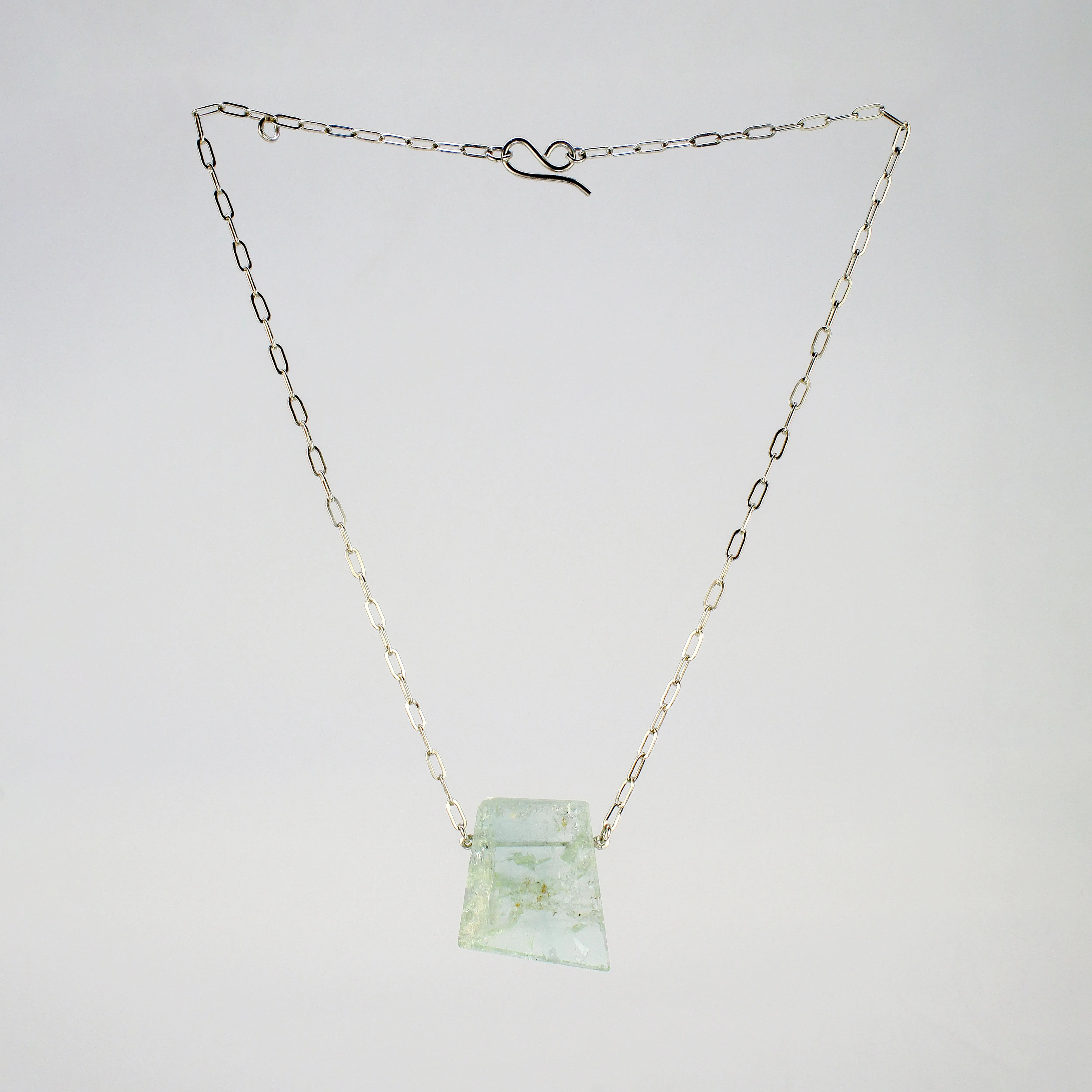 NEW! Geometric Aquamarine on Sterling Silver Necklace by Rina Young