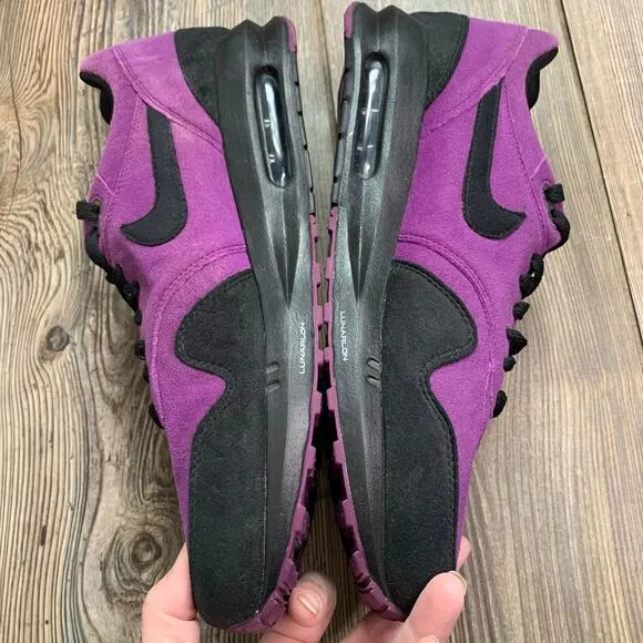 Nike ID Air Max Lunarlon Purple Black Suede Sneakers Men's Size 11.5