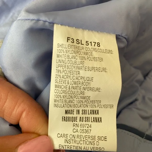 NWOT Columbia insulated winter coat, blue with gray fleece interior, Sz. Lg
