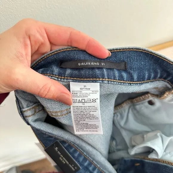NWT Banana Republic Girlfriend High Rise Straight Jeans Blue 31