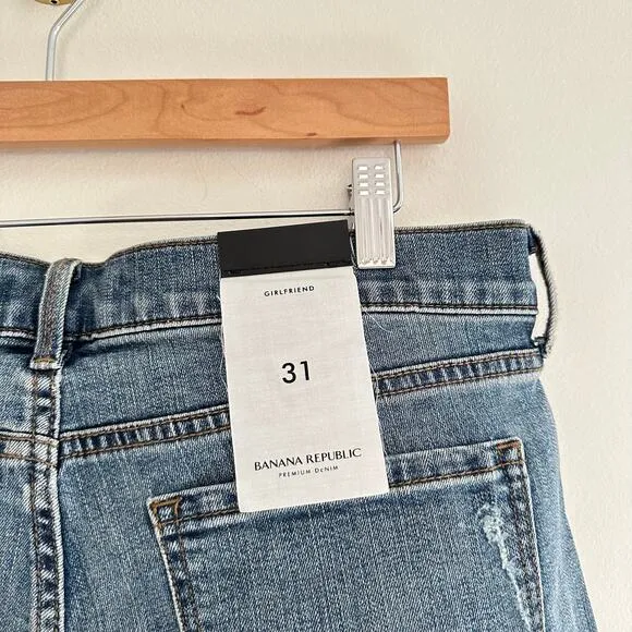 NWT Banana Republic Girlfriend High Rise Straight Jeans Blue 31
