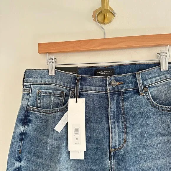 NWT Banana Republic Girlfriend High Rise Straight Jeans Blue 31