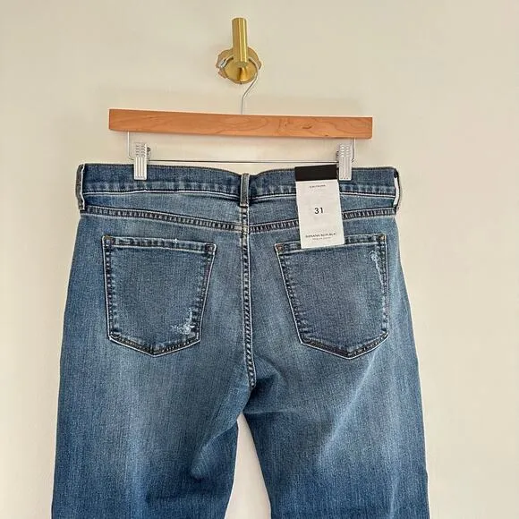 NWT Banana Republic Girlfriend High Rise Straight Jeans Blue 31
