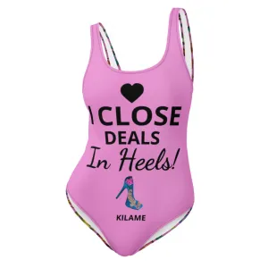 One-Piece Swimsuit 'I close deals in heels'