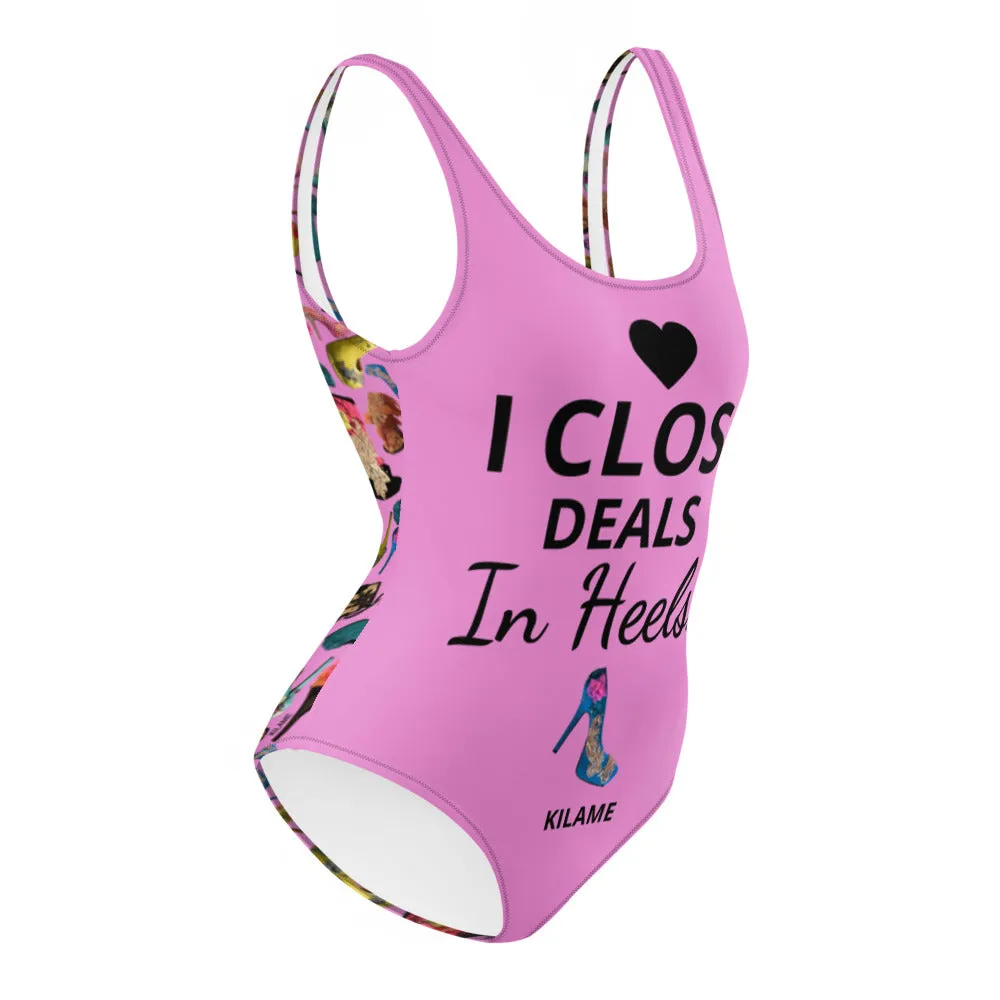 One-Piece Swimsuit 'I close deals in heels'