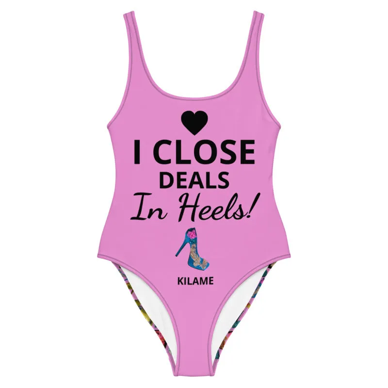 One-Piece Swimsuit 'I close deals in heels'