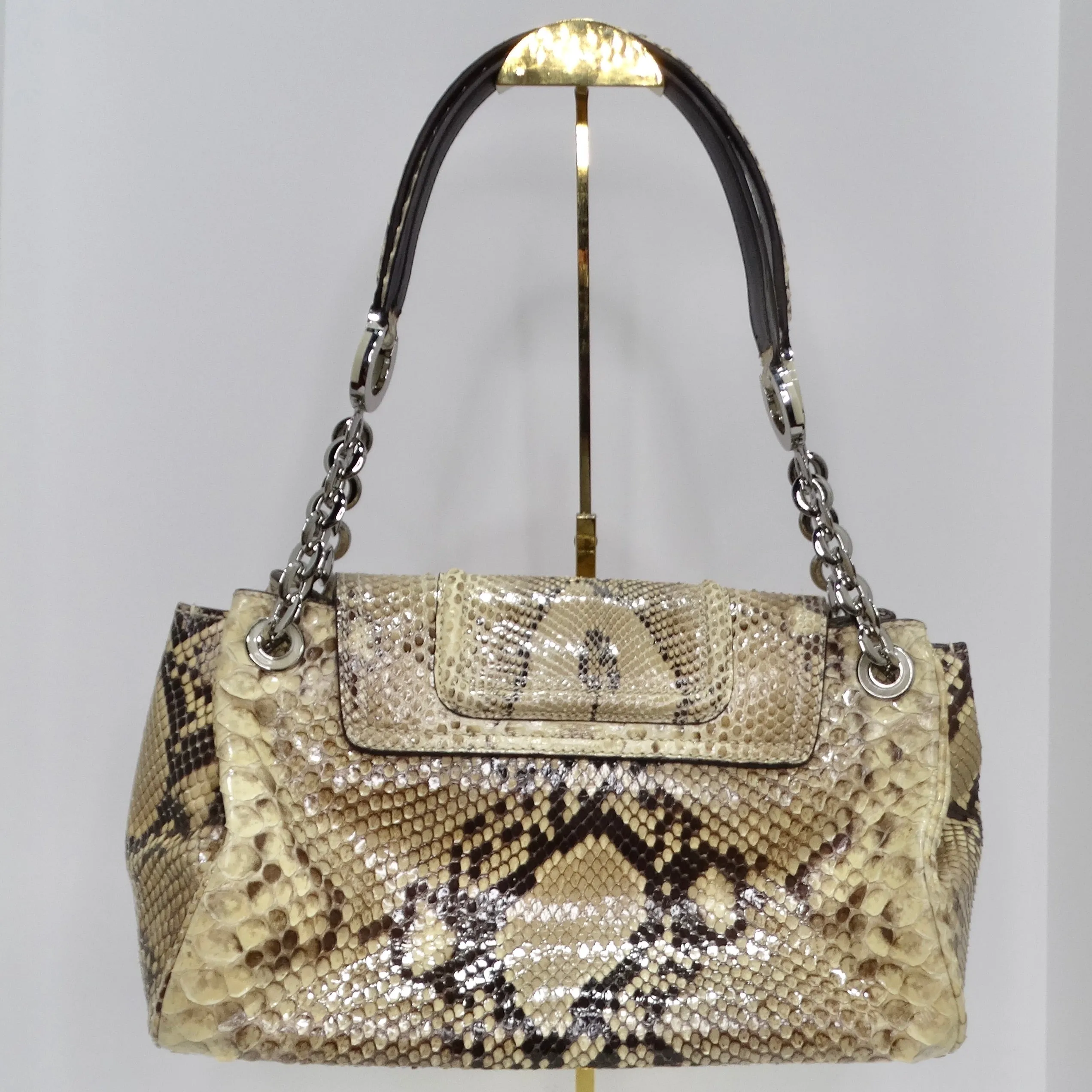 Oscar De La Renta Snakeskin Shoulder Bag
