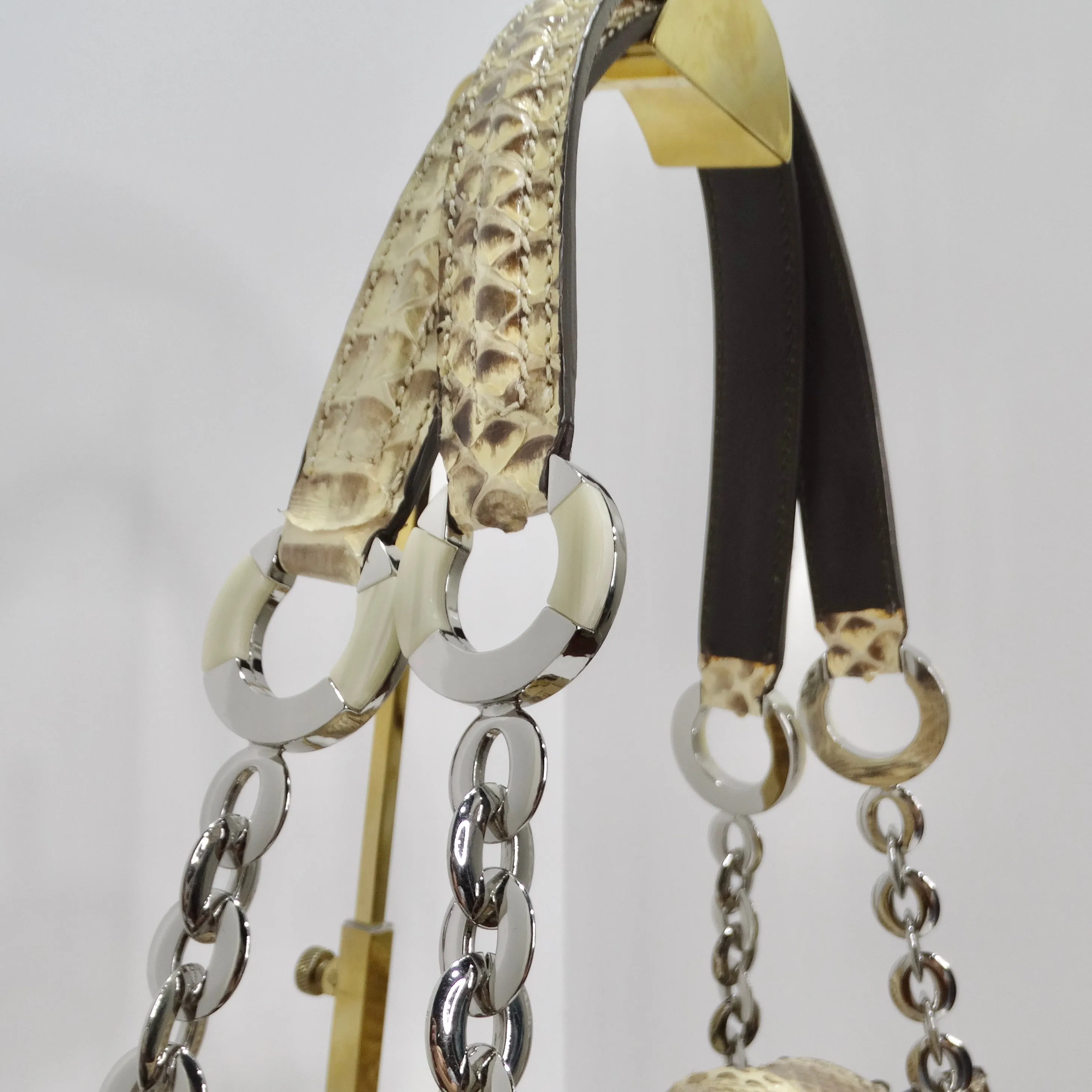 Oscar De La Renta Snakeskin Shoulder Bag