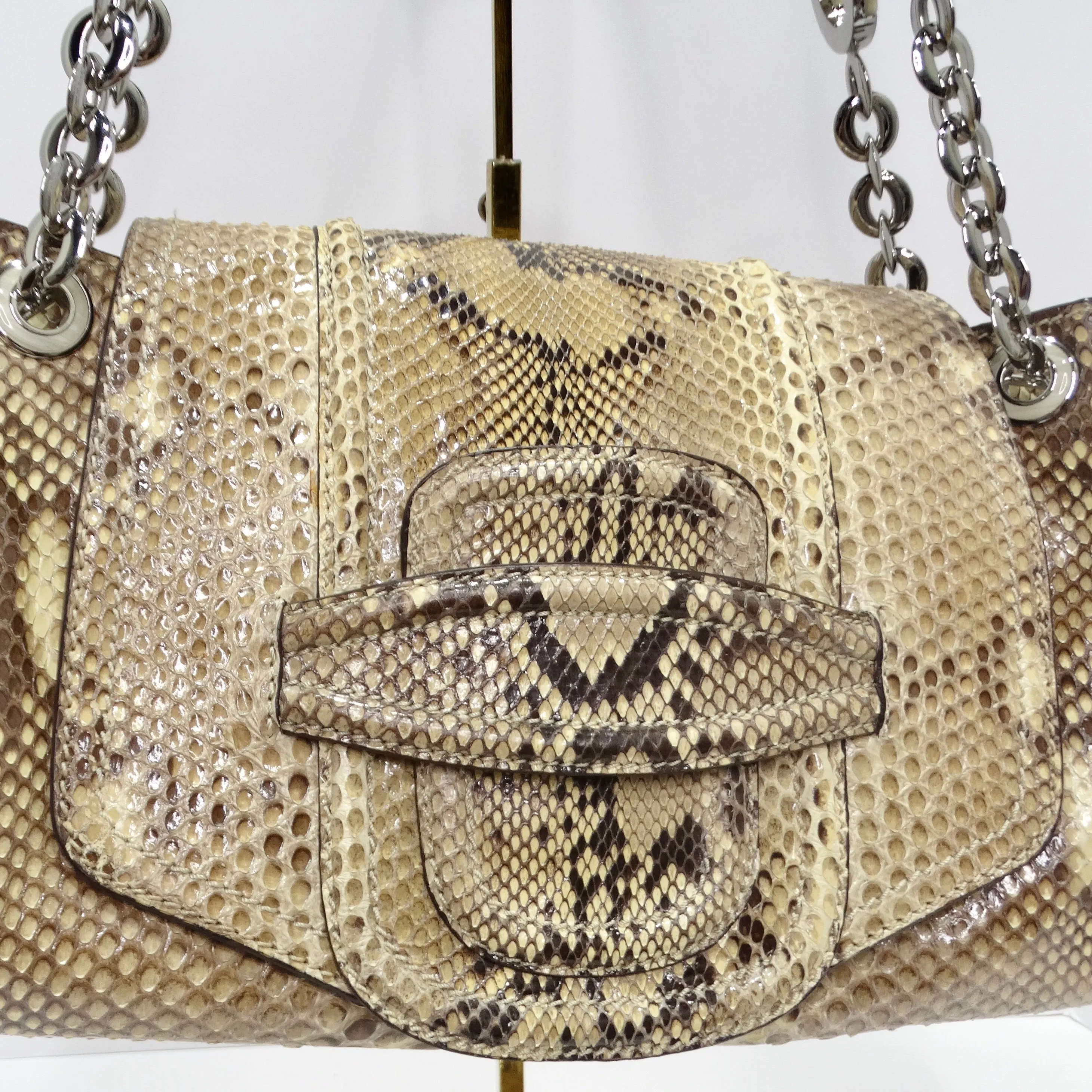 Oscar De La Renta Snakeskin Shoulder Bag
