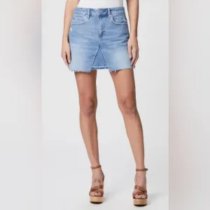 Paige Jessie Undone Middle Hemisphere Denim Mini Skirt Raw Hem Casual Size 34