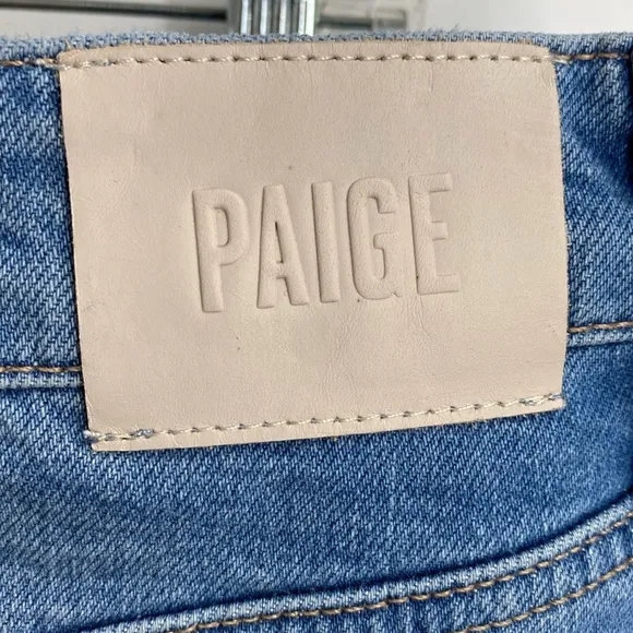 Paige Jessie Undone Middle Hemisphere Denim Mini Skirt Raw Hem Casual Size 34