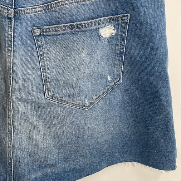 Paige Jessie Undone Middle Hemisphere Denim Mini Skirt Raw Hem Casual Size 34