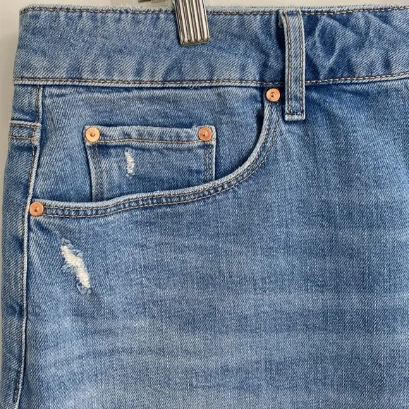 Paige Jessie Undone Middle Hemisphere Denim Mini Skirt Raw Hem Casual Size 34