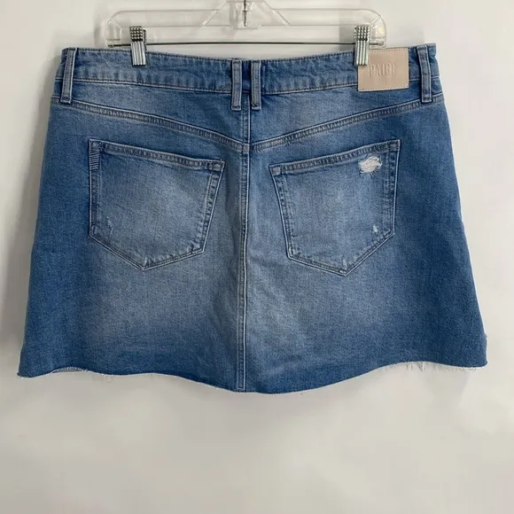 Paige Jessie Undone Middle Hemisphere Denim Mini Skirt Raw Hem Casual Size 34