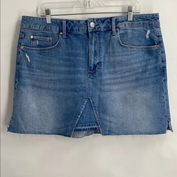 Paige Jessie Undone Middle Hemisphere Denim Mini Skirt Raw Hem Casual Size 34