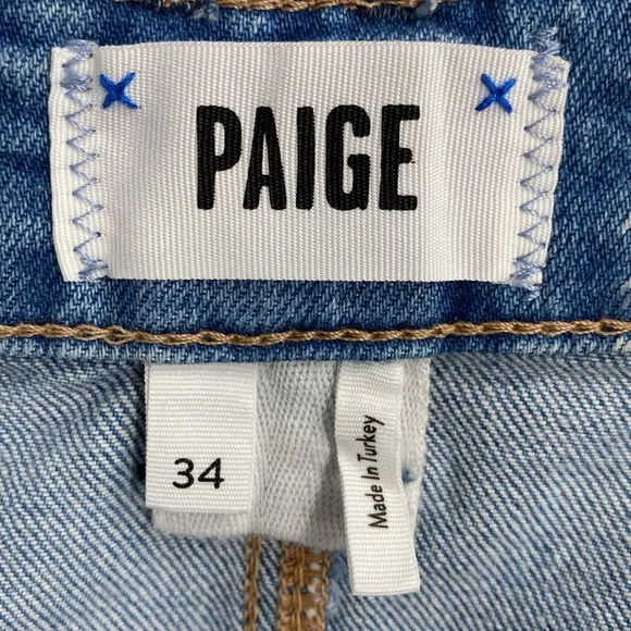 Paige Jessie Undone Middle Hemisphere Denim Mini Skirt Raw Hem Casual Size 34