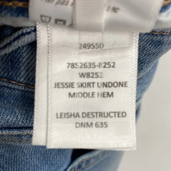 Paige Jessie Undone Middle Hemisphere Denim Mini Skirt Raw Hem Casual Size 34