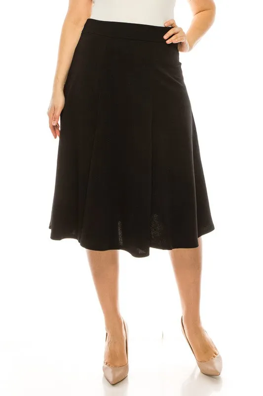 Paneled Aline Midi Skirt Plus Size