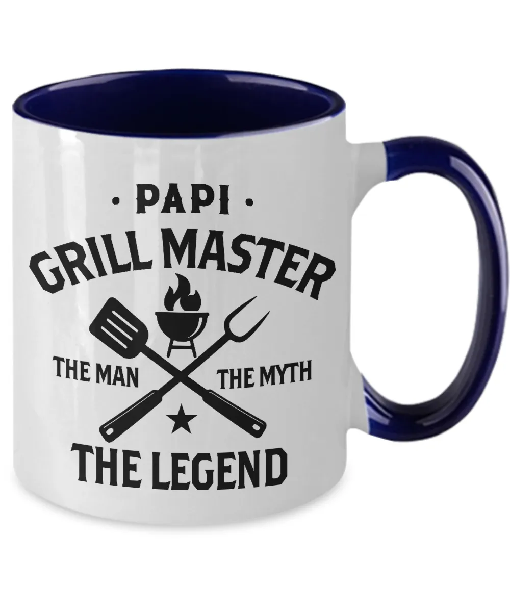 Papi Grillmaster The Man The Myth The Legend Two-Tone Mug Coffee Cup Funny Gift