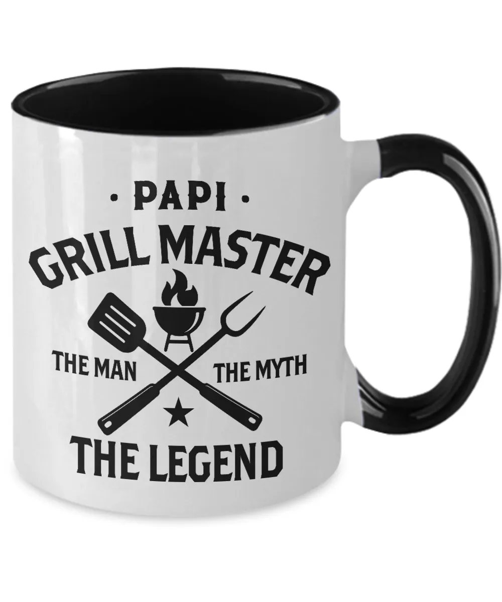 Papi Grillmaster The Man The Myth The Legend Two-Tone Mug Coffee Cup Funny Gift