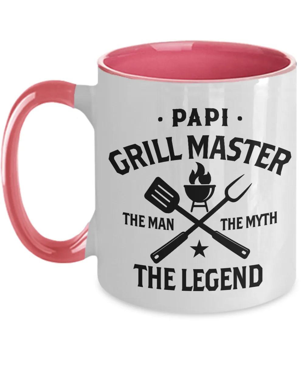 Papi Grillmaster The Man The Myth The Legend Two-Tone Mug Coffee Cup Funny Gift