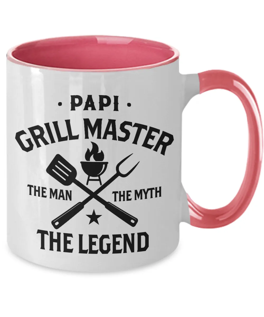 Papi Grillmaster The Man The Myth The Legend Two-Tone Mug Coffee Cup Funny Gift