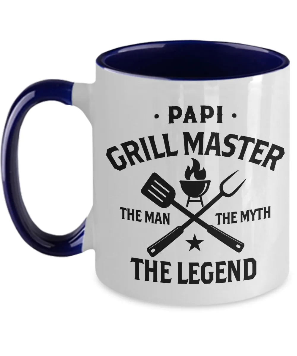 Papi Grillmaster The Man The Myth The Legend Two-Tone Mug Coffee Cup Funny Gift