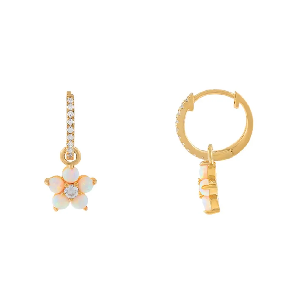 Pavé  Opal Flower Huggie Earring