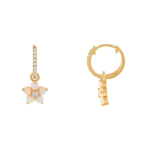 Pavé  Opal Flower Huggie Earring