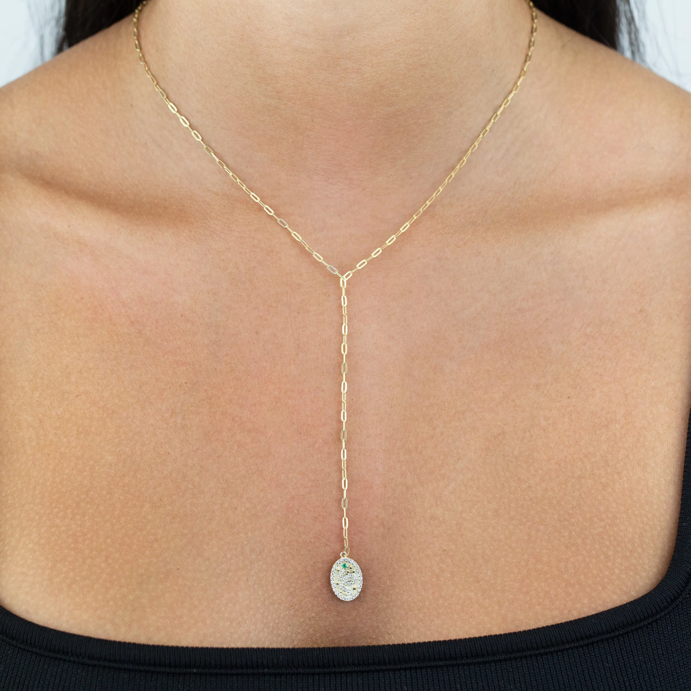 Pavé Snake Oval Link Lariat