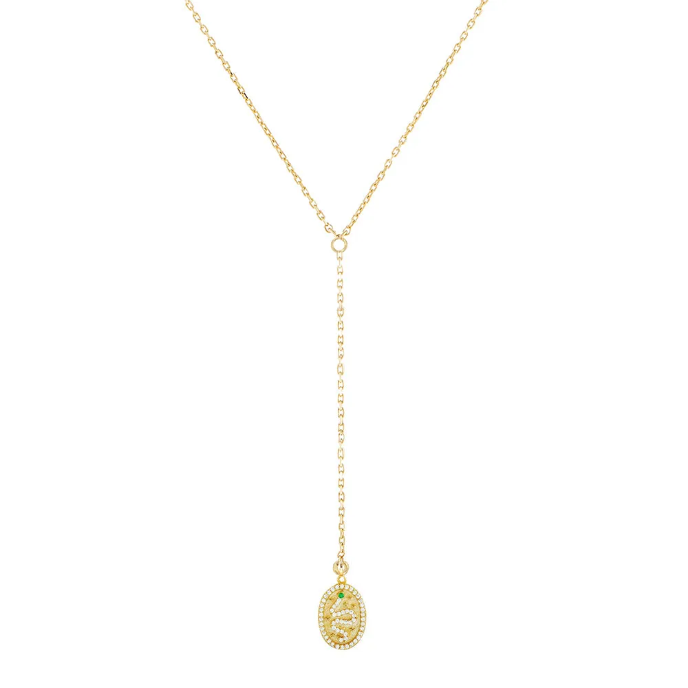 Pavé Snake Oval Link Lariat