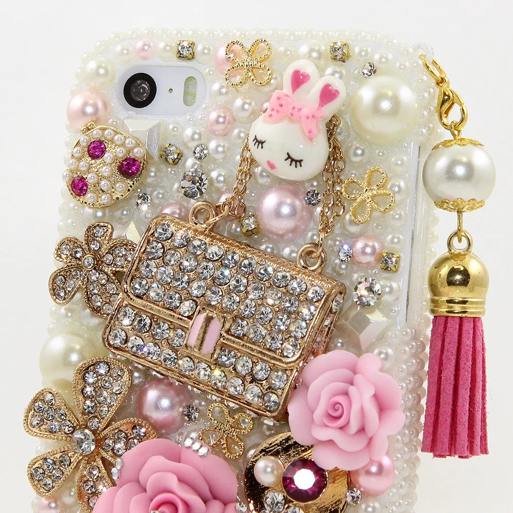 Pearls and Purse Personalized Name & Initials Design with Tassel (style PN_1058)