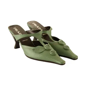 Prada Green Floral Heels