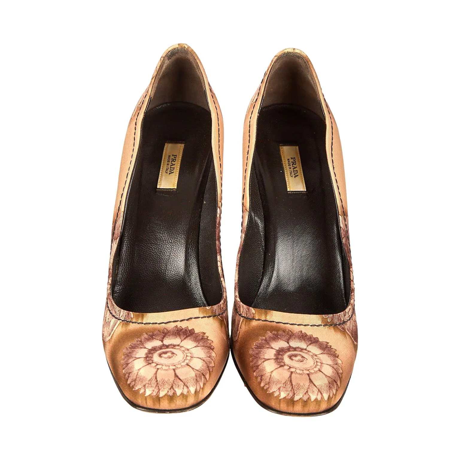 Prada Silk Floral Print Wave Heels