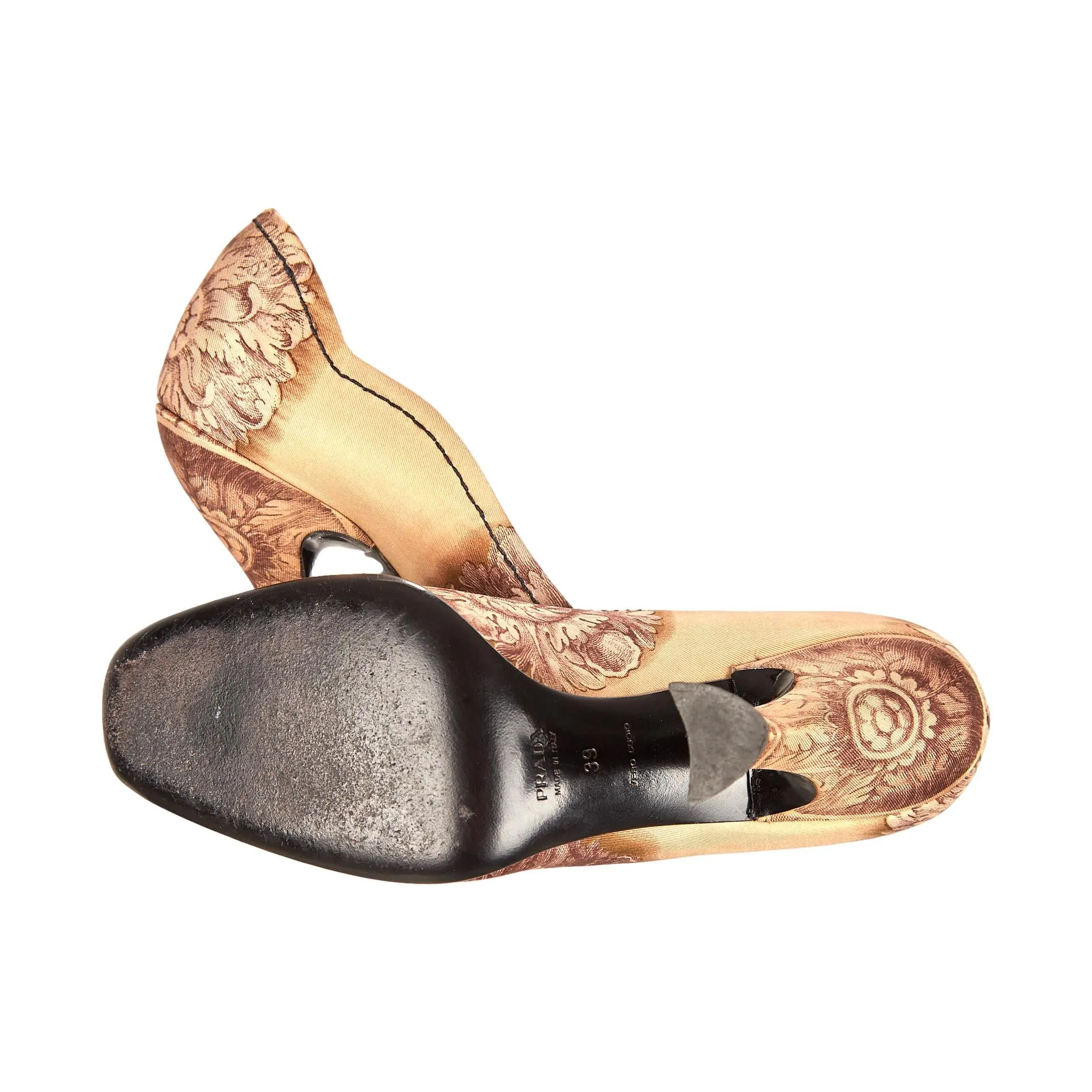 Prada Silk Floral Print Wave Heels
