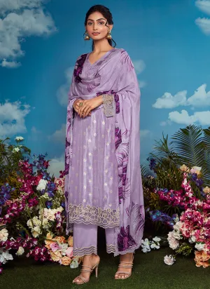 Purple Golden Embroidery Festive Salwar Kameez