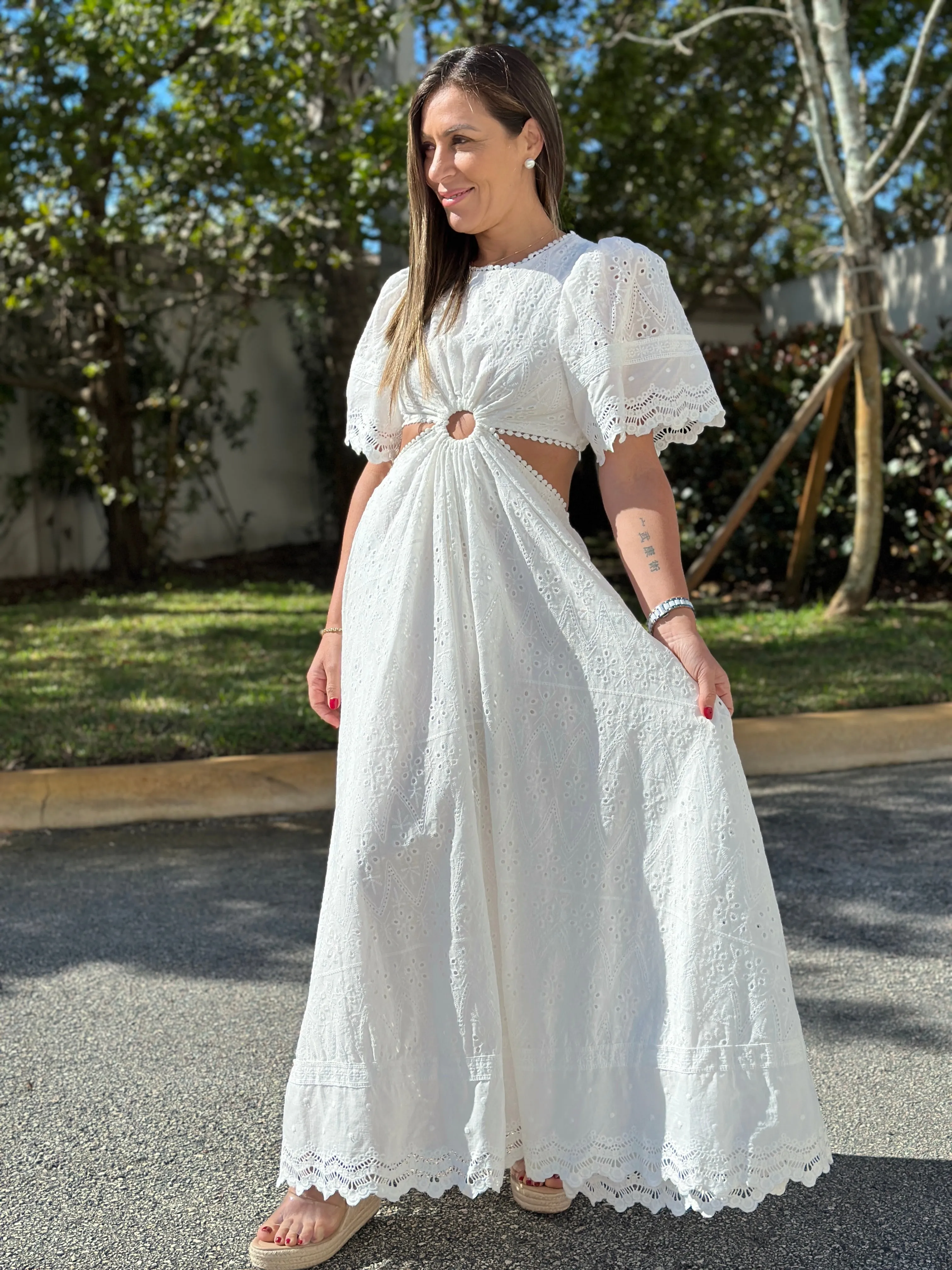 "Chantelle"  Puffy Sleeve Cut Out Dress