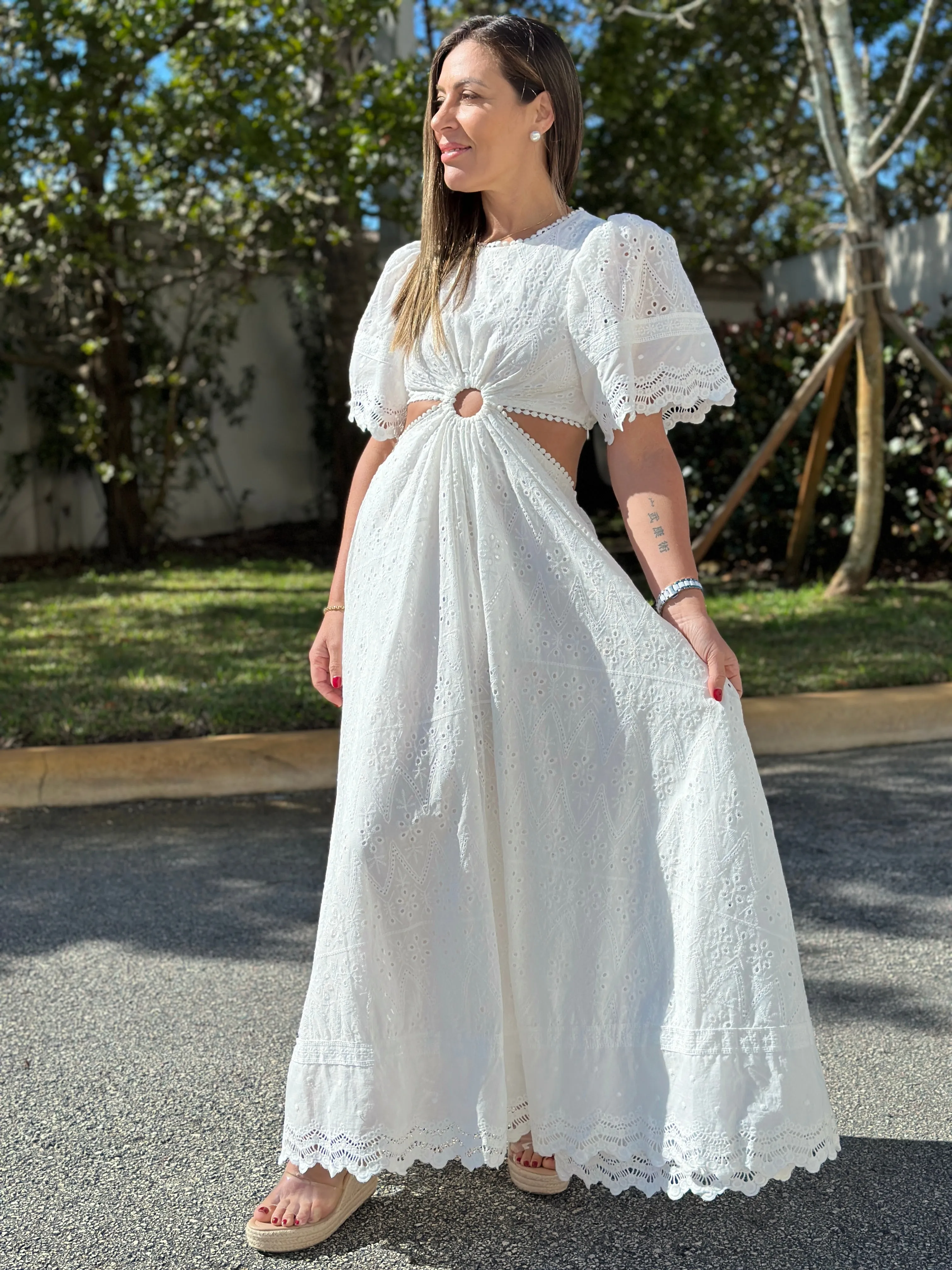 "Chantelle"  Puffy Sleeve Cut Out Dress