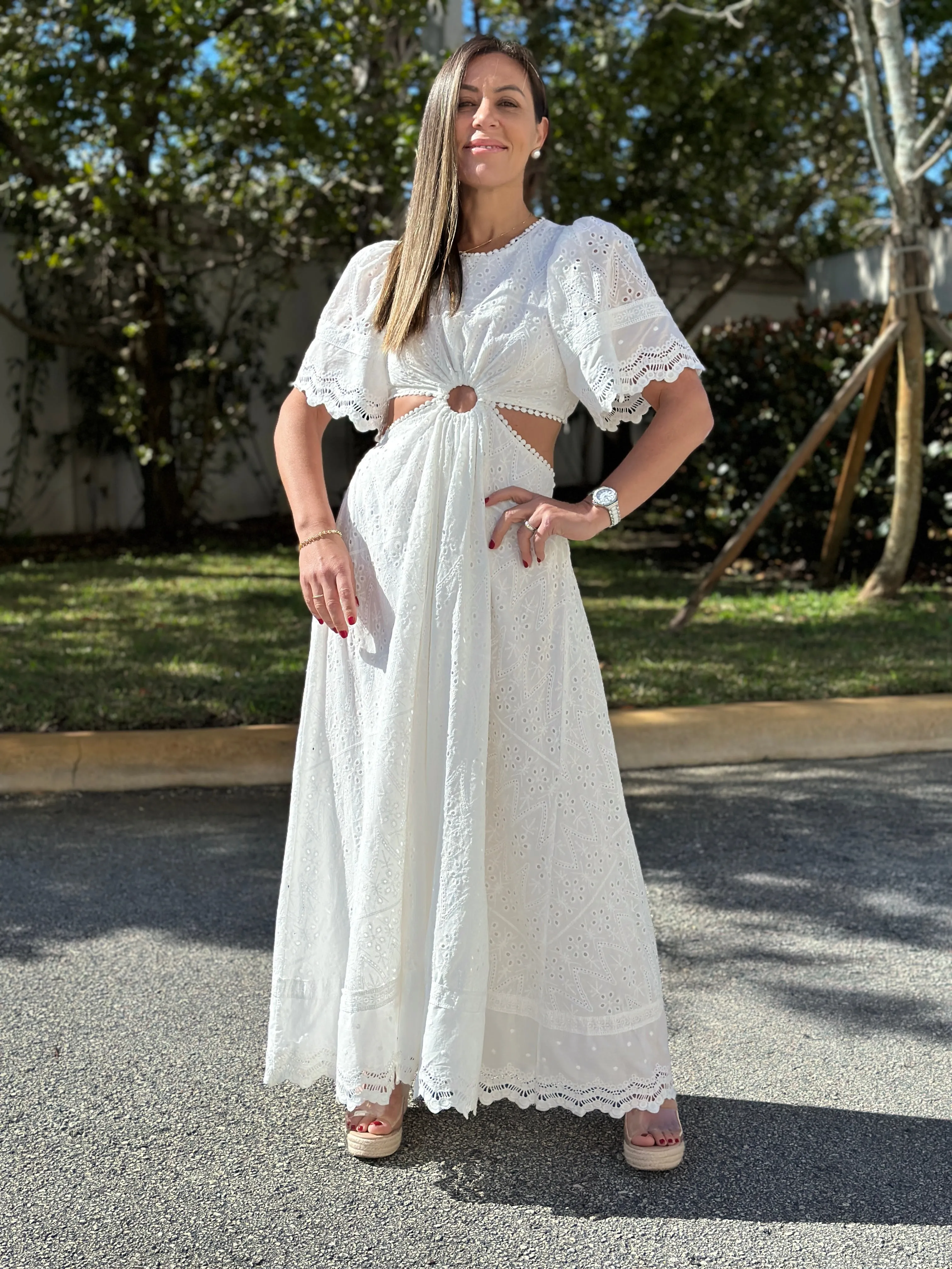 "Chantelle"  Puffy Sleeve Cut Out Dress