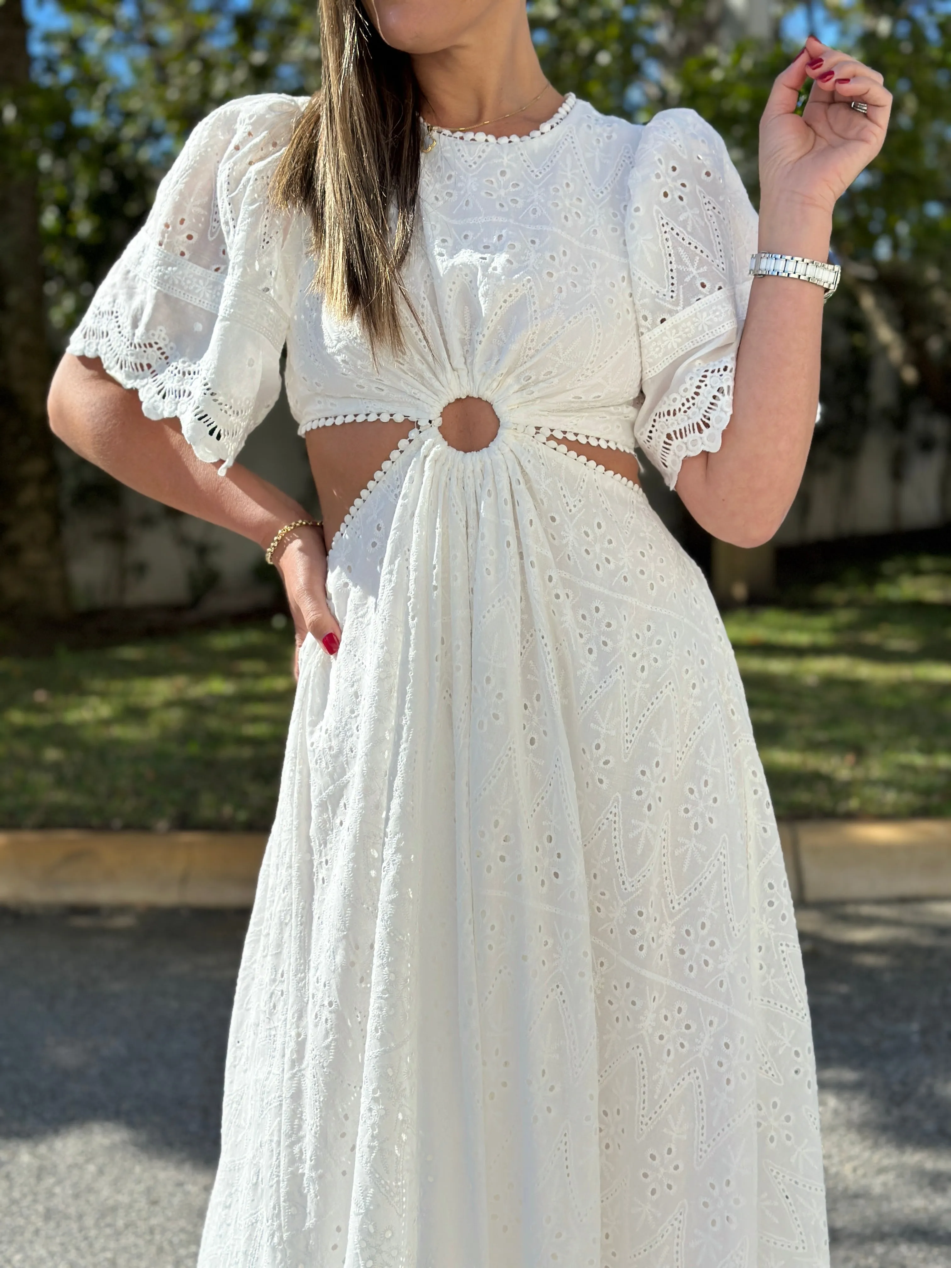 "Chantelle"  Puffy Sleeve Cut Out Dress