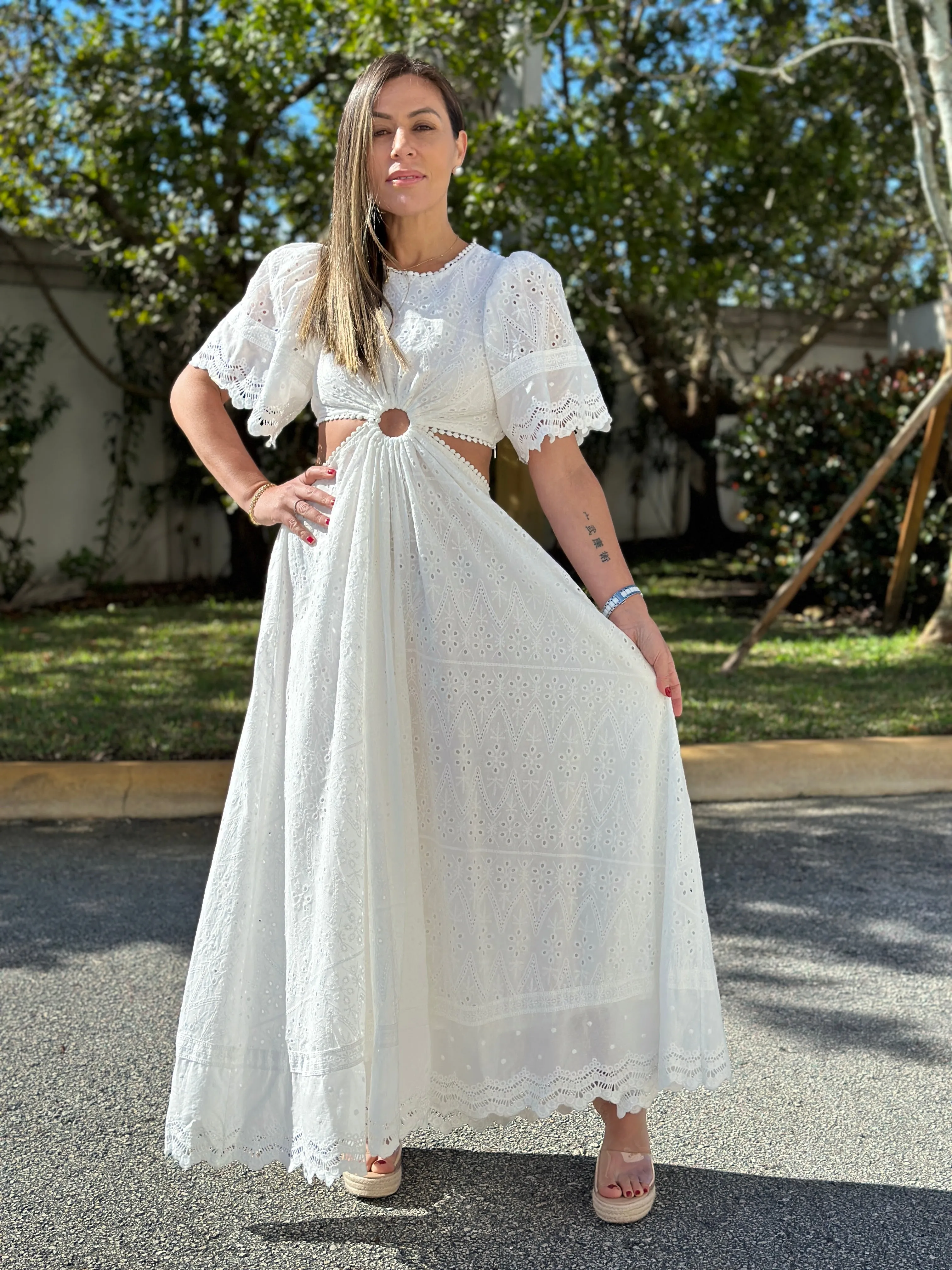 "Chantelle"  Puffy Sleeve Cut Out Dress