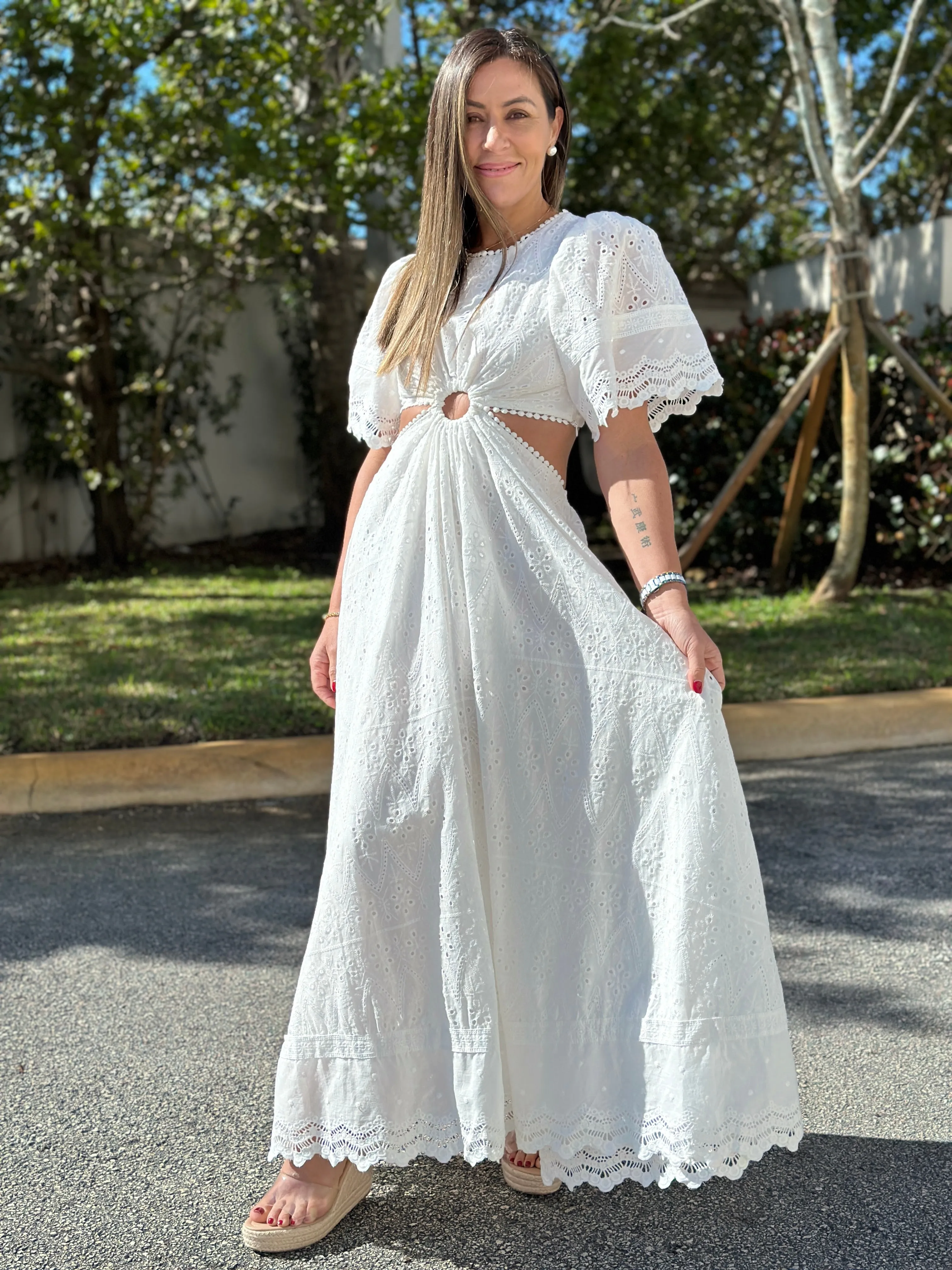 "Chantelle"  Puffy Sleeve Cut Out Dress
