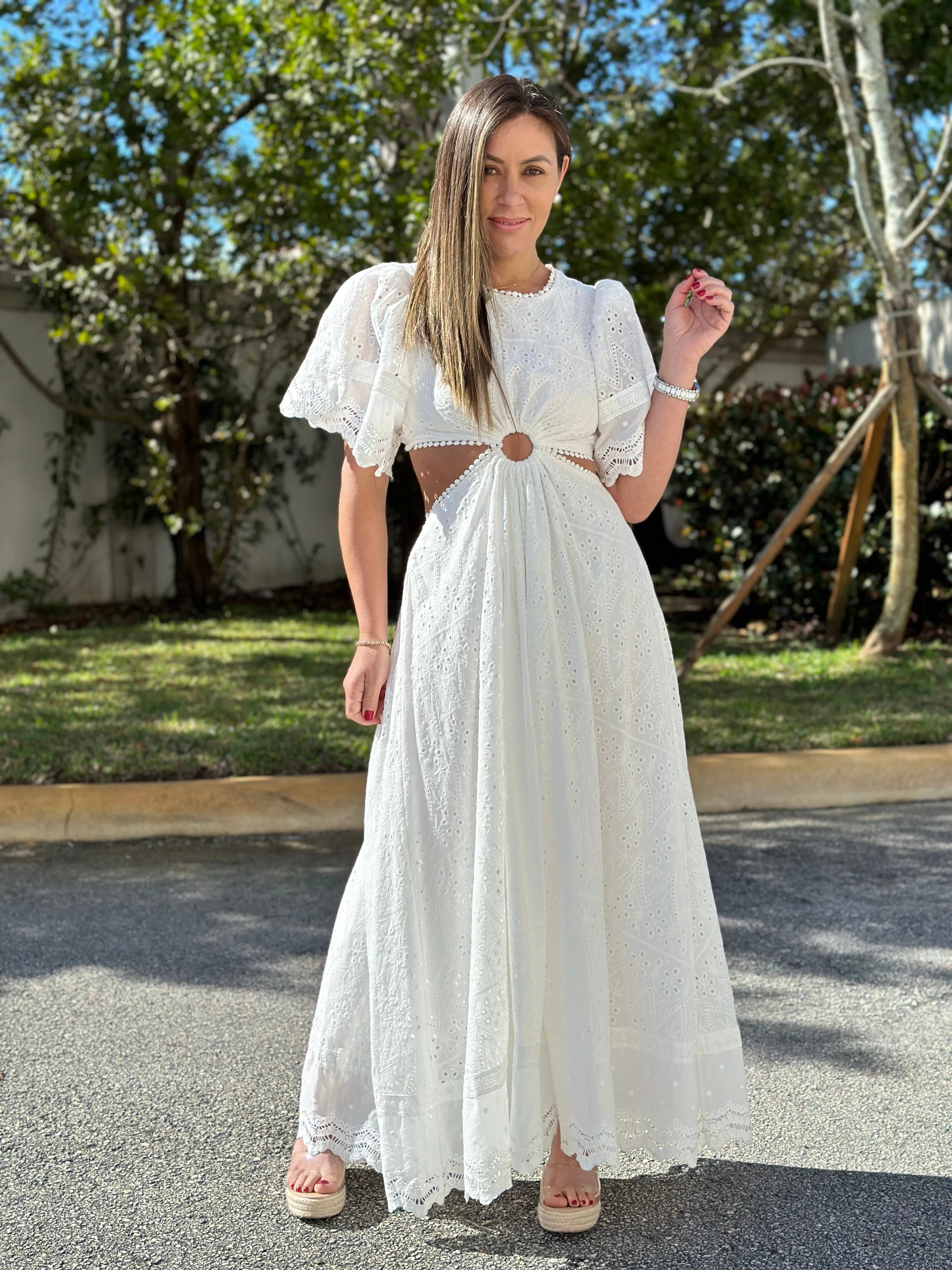 "Chantelle"  Puffy Sleeve Cut Out Dress