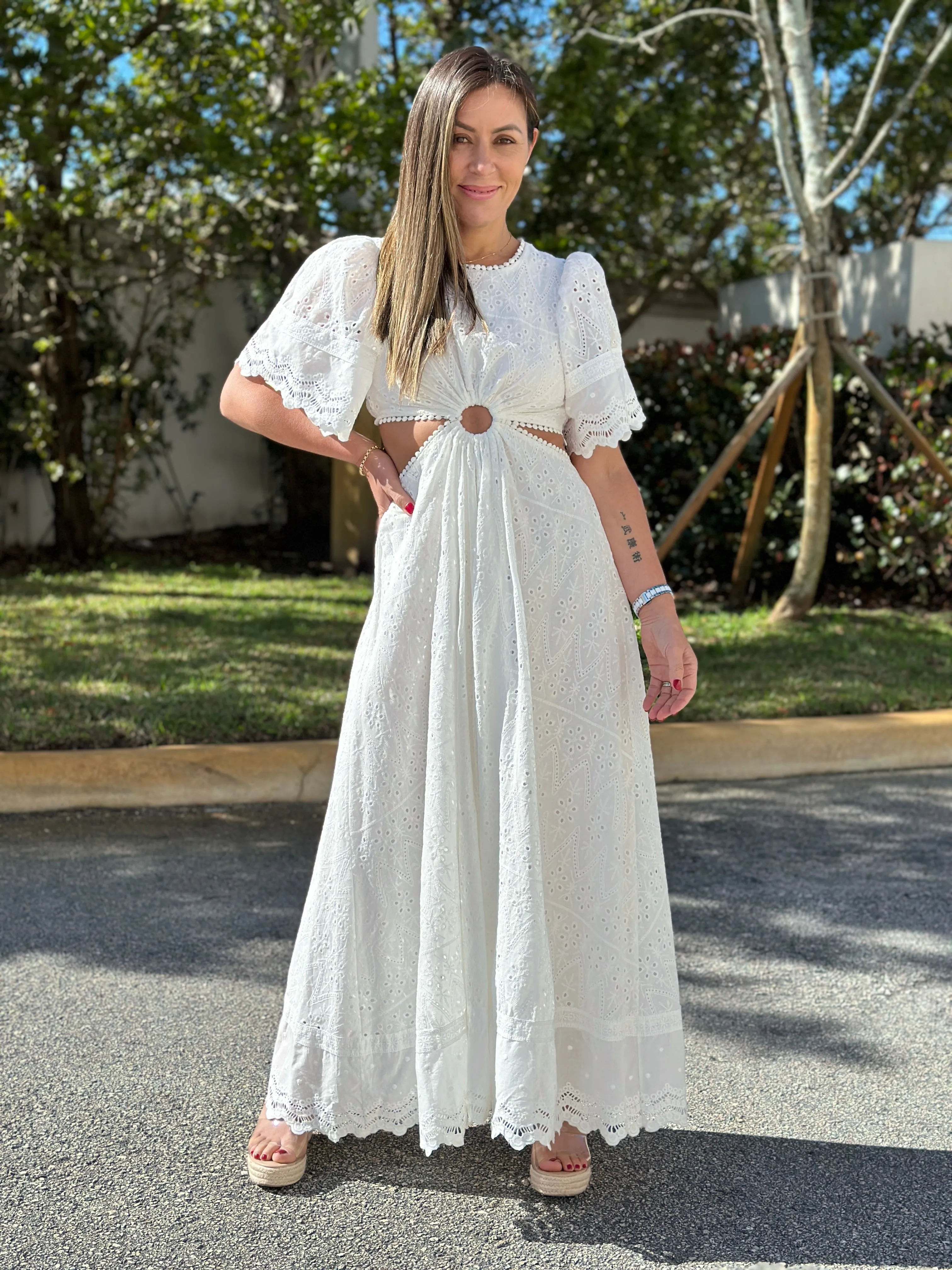 "Chantelle"  Puffy Sleeve Cut Out Dress